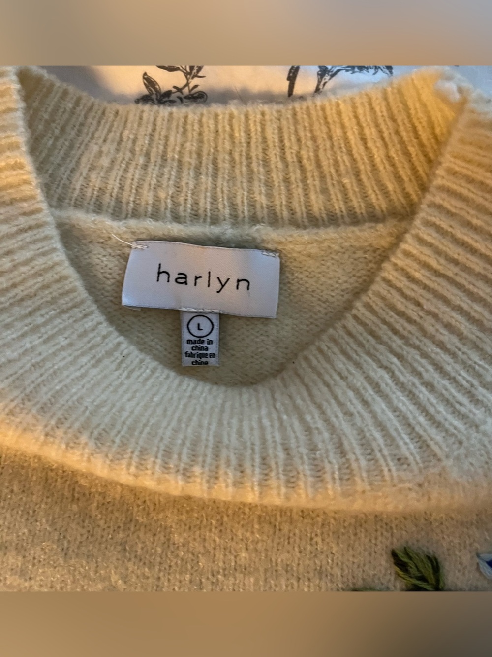Anthropologie Harlyn Gardenstripe Embroidered Pullover size Large - Picture 9 of 13